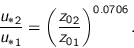 \begin{displaymath}
\frac{{u_{\ast}}_{2}}{{u_{\ast}}_{1}} =
\left( \frac{{z_0}_{2}}{{z_0}_{1}} \right)^{0.0706}.
\end{displaymath}