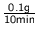 $\frac{0.1\text{g}}{10\text{min}}$