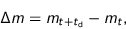 \begin{displaymath}
\Delta m = m_{t+t_{\text{cl}}} - m_{t},
\end{displaymath}