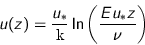\begin{displaymath}
u(z) = \frac{u_{\ast}}{\text{\fontfamily{computermodern}\se...
...ont\itshape k}}
\ln \left( \frac{E u_\ast z}{\nu} \right)
\end{displaymath}